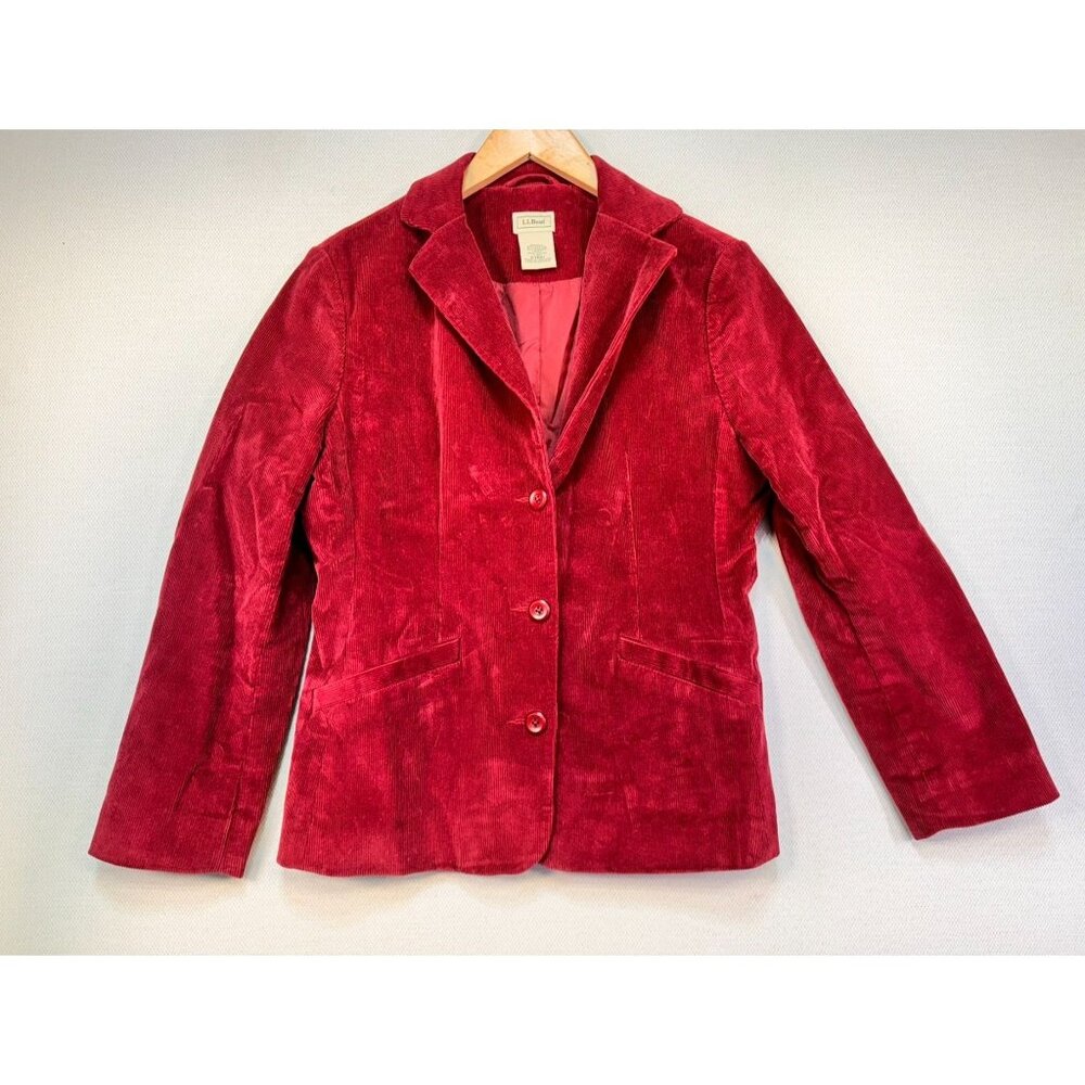 L.L.Bean Womens Academia Witchy Corduroy Blazer Jacket 4P Red